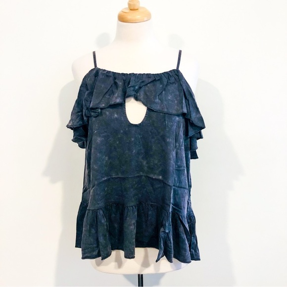 Chaser Ruffle Spaghetti Strap Cami Black Size Medium NWT - Picture 4 of 8